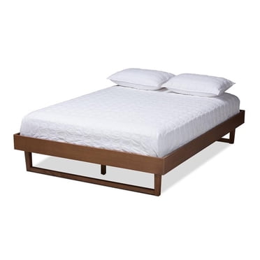 Baxton Studio Liliya Lit Plateforme Grand en Bois de Style Mi-Siècle, Brun Noyer