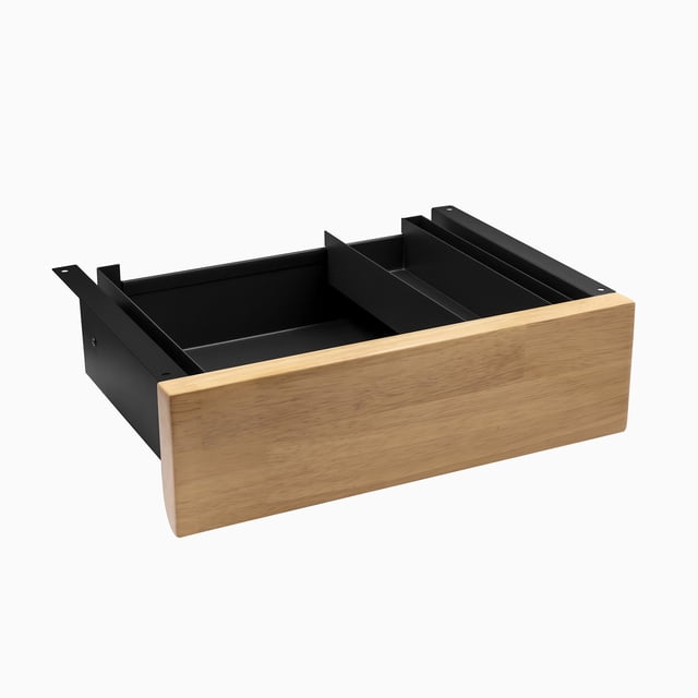 Desky Minimal Under Desk Drawer - Light Oak Rubberwood / Black