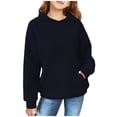 thumbnail image 1 of FAOWME Child Solid Color Hooded Silk Checked Tops Coat Navy 3-4 Years, 1 of 4