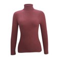 thumbnail image 4 of hoksml Women's Turtleneck Sweater Base Solid Color Slim Fit Knit Pullover Fashion Soft Layering Essential for Winter, 4 of 5