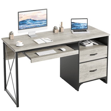 Bestier Bureau d'Ordinateur de 55 Pouces avec Tiroirs, Plateau pour Clavier, Bureau de Bureau à Domicile