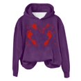 thumbnail image 4 of WEAIXIMIUNG Sweat à Rayures pour Femmes Automne et Hiver 2025 Tendance avec Capuche et Imprimé Lettre, 4 of 4