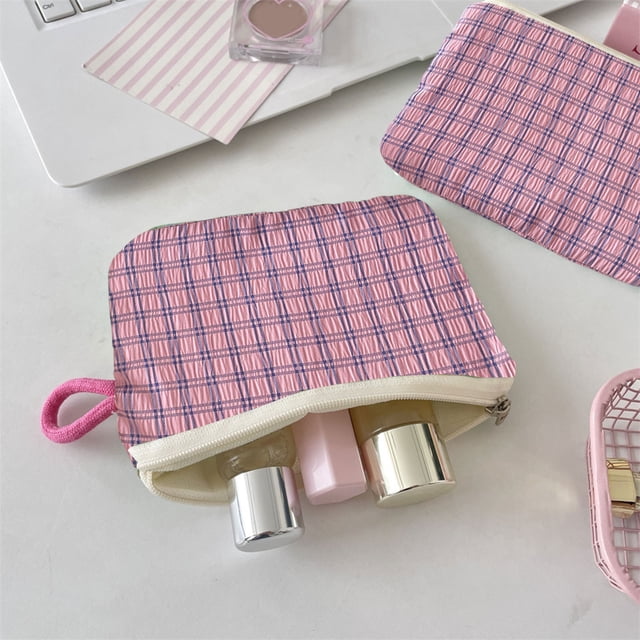 EGNMCR Closet Organizers and Storage, Woolen Knitted Bag Striped Color-blocked Cosmetic Bag Pattern Cosmetic Bag Portable Cosmetic Bag Ins-style Pencil Case Polyester makeup pouch