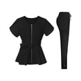 thumbnail image 4 of Milaget Nursing Scrubs Sets Breathable Comfortable Front Zipper Top Nurse Tops Pants Set XS Size Black, 4 of 9