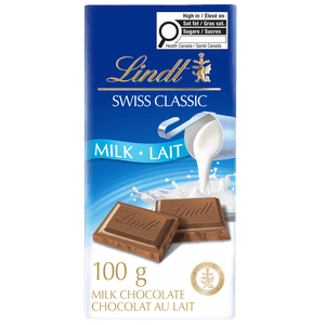 Lindt SWISS CLASSIC Barre de chocolat au lait, 100 Grams