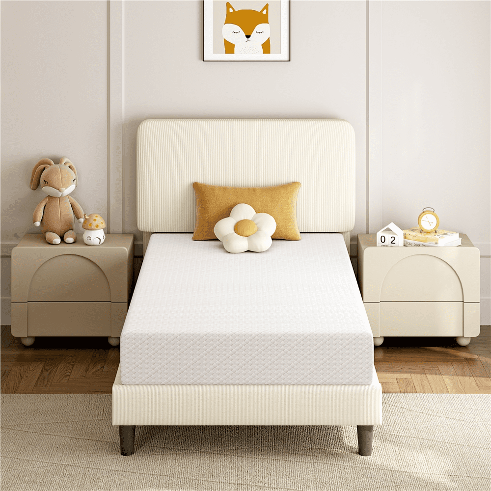 FullFurnique Matelas en Mousse à Mémoire de Forme Infusé de Gel, 8 Inch, Twin, Blanc