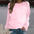 thumbnail image 2 of IROINID en Solde T-Shirt à Manches Longues en Polyester pour Femmes Confortable Col Rond Uni Chandail pour Dames Hauts Blouse, Pink, 2 of 4