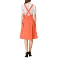 thumbnail image 3 of Unique Bargains Jupe Midi Plissée à Bretelles Rétro à Taille Élastique pour Femme Orange TP, 3 of 6
