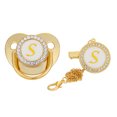 thumbnail image 1 of Pacifier Clips Baby Girl Baby Pacifier 26 Letter Name Initials Clip Silicone Baby Pacifier Golden Shiny Newborn Pacifier Silicone Pacifier Clip, 1 of 4