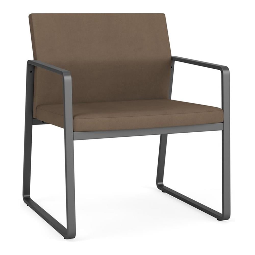 Gansett Reception Waiting Oversize Guest Chair / Charcoal Steel / Brown