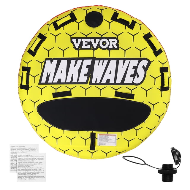 VEVOR Towable Tube for Boating, 1-3 Riders Inflatable Boat Tubes and Towables, 510 lbs, 63" Round Water Sport Towable Tubes