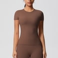 thumbnail image 2 of Yuyuzo Hauts d'Entraînement pour Femmes Manches Courtes Yoga Course T-Shirts Basiques Courts Col Rond Athlétiques Serrés, 2 of 6