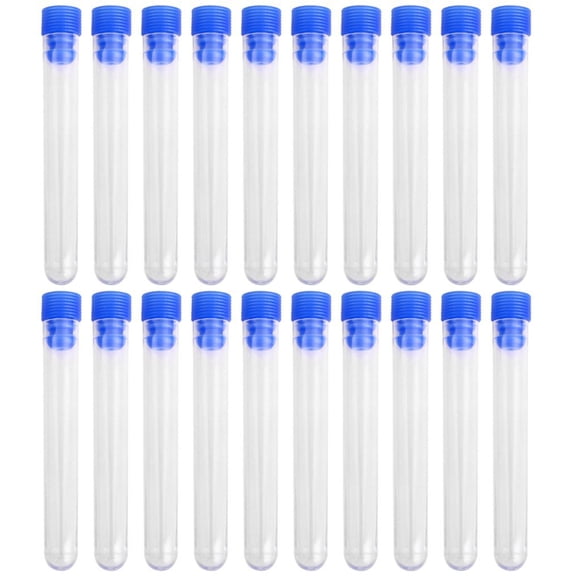 FRCOLOR Éprouvette en Plastique 20 Pcs 100*15mm Éprouvettes en Plastique Non Graduées avec Vis (Bleu),3.94"X0.59"X0.59 Pouces