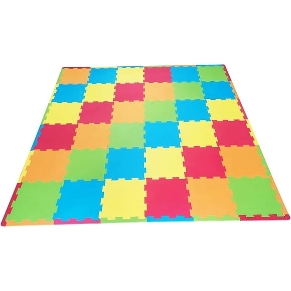 Vibrant Foam Puzzle Play Mat - 36 Interlocking Tiles with 24 Borders for a 1.8M * 1.8M Kids' Play Area. Fun and Educational Floor Mat