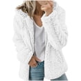 thumbnail image 2 of Dvkptbk Women's Fleece Jacket Casual Hooded Jacket Solid Color Jacket Long Sleeve Fall Winter Jacket, 2 of 6