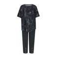 thumbnail image 4 of Ensembles d'Entraînement pour Femmes Imprimé Col Ras du Cou Manches Courtes Chandail à Enfiler Hauts + Pantalons Ensemble Été Ensemble 2 Pcs pour Femmes en Liquidation, 4 of 6