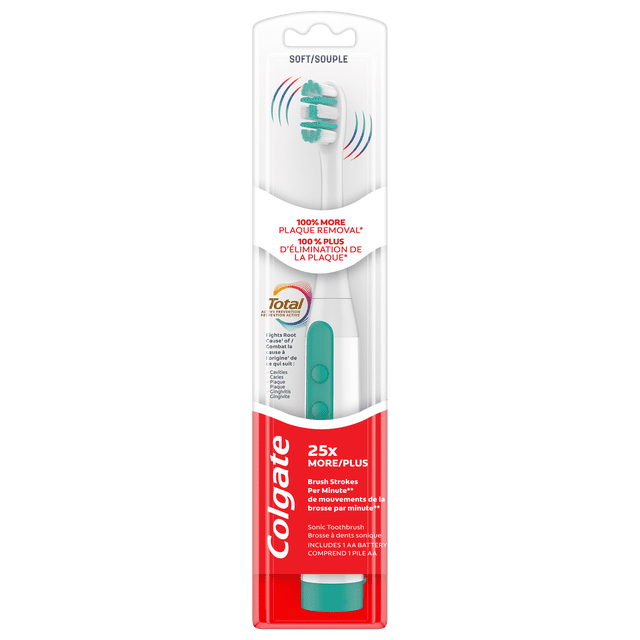 Brosse à dents sonique à piles Colgate Total, poils souples