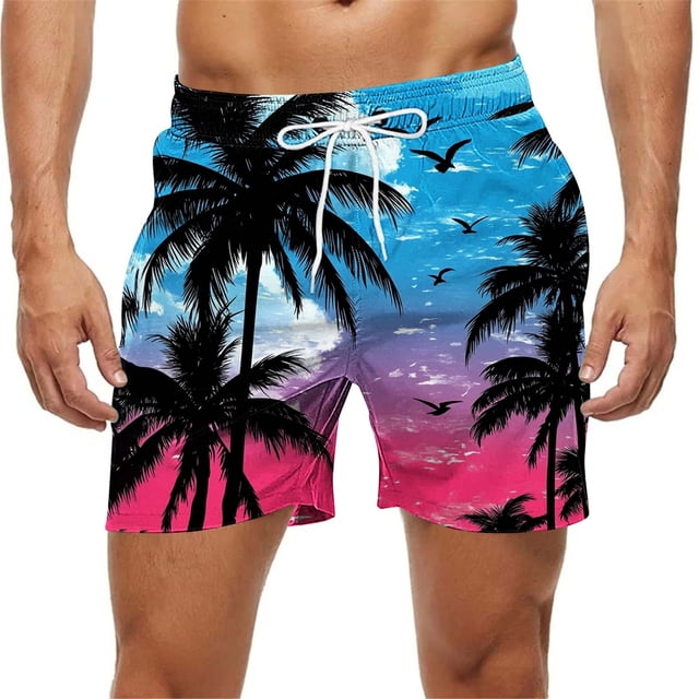 Kakii Men's Swim Trunks Hawaiian Bathing Mesh Lining Suit Swimsuits Beach Shorts with Pockets