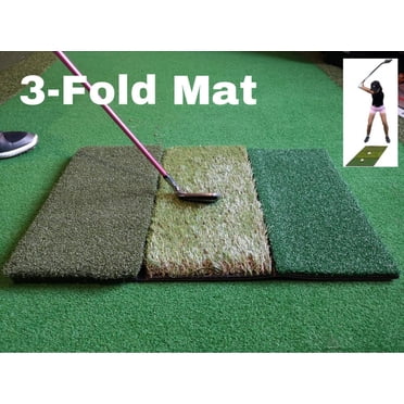 A99 Golf Hitting Mats - Tri-Turf Practice Mat 24in x 15 3/4in (60.96cm x 40cm) Home Range Mat Golf Hitting Grass Mat 3-Fold Golf Mat