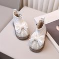 thumbnail image 1 of LNGOOR Trendy Cute Solid Color Bowknot Pearl Rhinestone Decor Boots With Side Zipper For Girls  Non-slip Warm Plus Fleece Boots For Autumn And Winter, 1 of 6