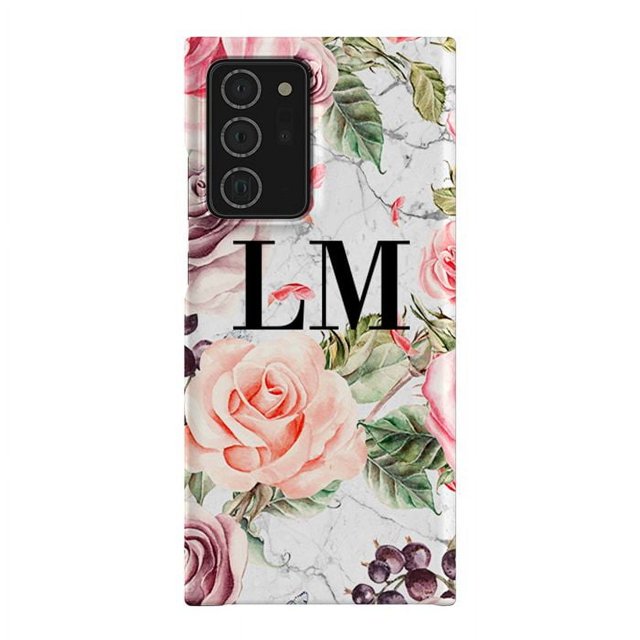Étui Personnalisée Initiales Florales Aquarelle Samsung Galaxy Note 20 Ultra, iPhone 15 Pro Max