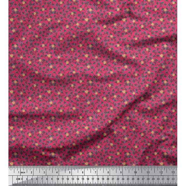 Soimoi Poly Georgette Fabric Flower Artistic Decor Fabric Printed Yard 42 Inch Wide