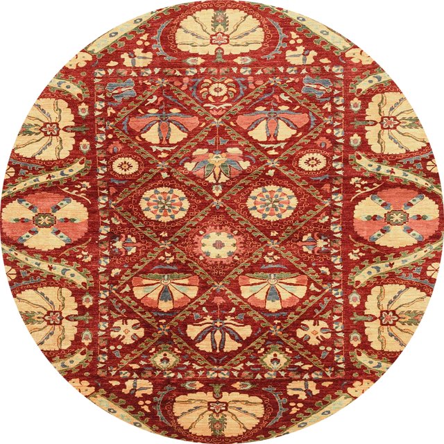 Ahgly Company Tapis d'Intérieur Ronds Abstraits Rouges Abstraits pour Aire, 3 Pieds Rond