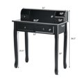 thumbnail image 2 of Costway Writing Desk Makeup Vanity Table Home Office Computer Desk 4 Drawer Black, 2 of 10