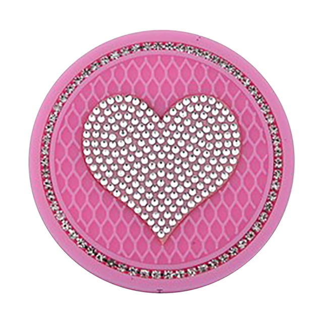 Crystal Rhinestone Car Cup Coaster with Non-Slip Base, Decorative Holder for Beverages, Fits 2.76-Inch Vehicle Cup Holders