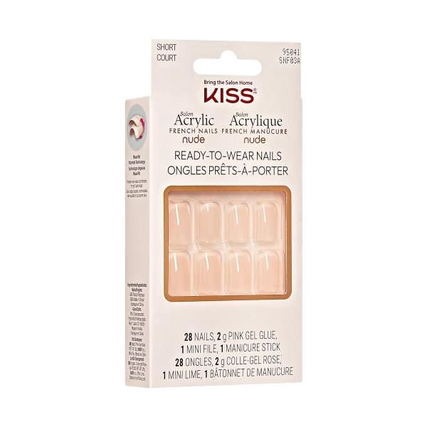 KISS Salon Acrylic - French Nude - Fake Nails - Chic Beats - Squoval - Real Short