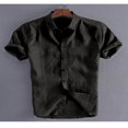 thumbnail image 2 of CHUANK Hommes Lin Manches Courtes Chemises d'Été Décontracté Robe en Vrac Soft Tops Tee M-3XL, 2 of 3