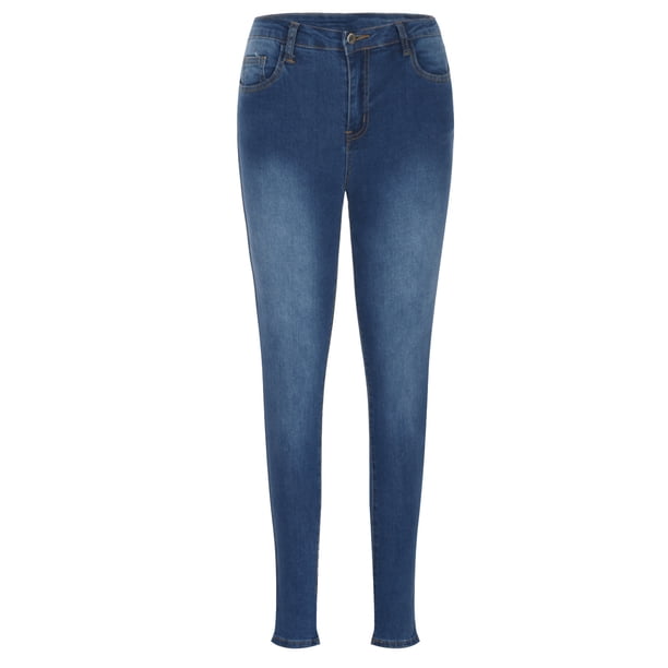 QIUOMBBP Women's Denim Skinny Jeans High Waisted Vintage Stretch