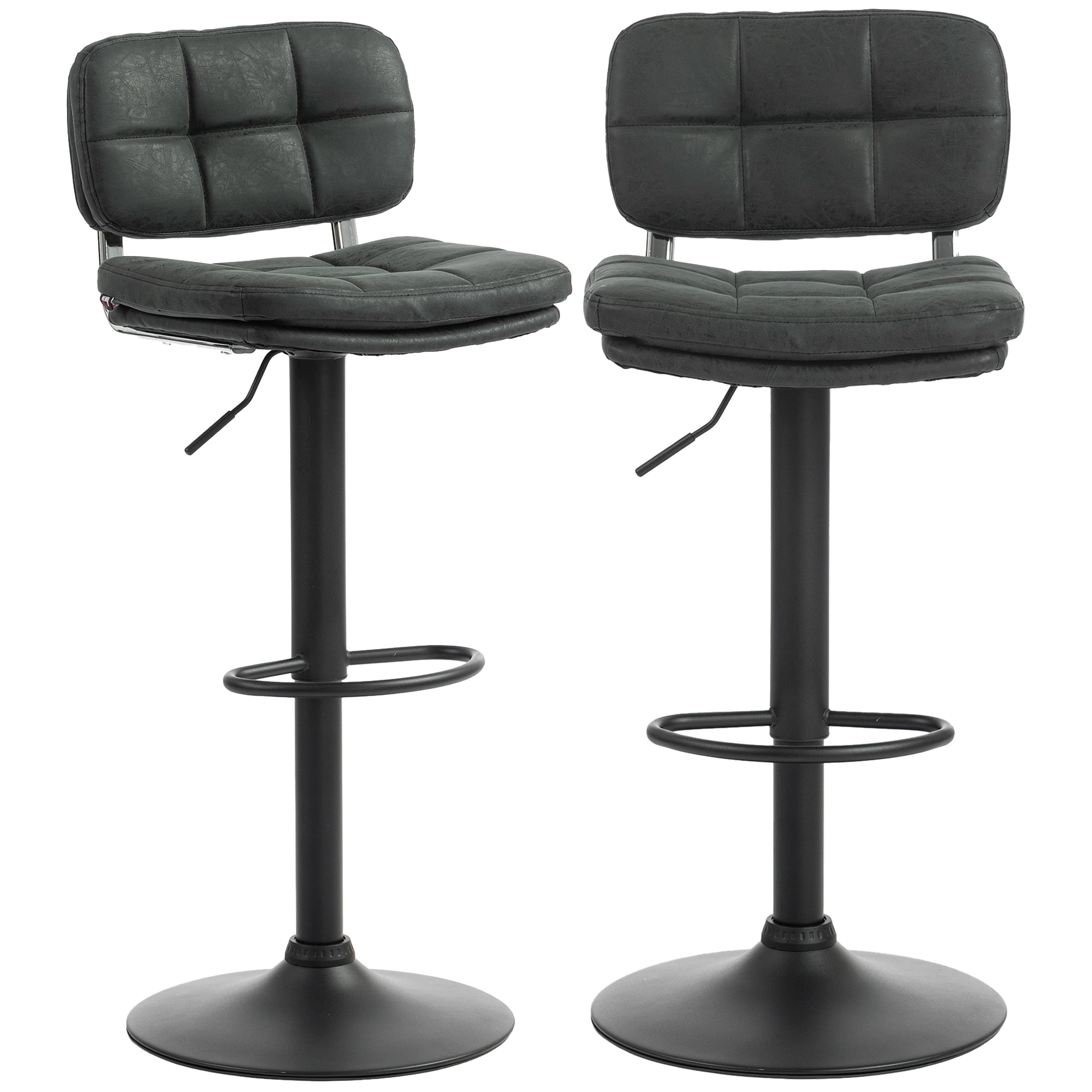 HOMCOM Bar Stools Set of 2, Adjustable Swivel Counter Height Barstools