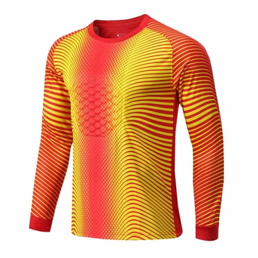 Loodgao Chandail de Gardien pour Enfants Maillot de Gardien de Soccer Manches Longues Uniforme d'Entraînement de Soccer Sport Entraînement Vêtements de Sport Rouge&Jaune 26