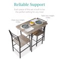 thumbnail image 4 of Best Choice Products 3-Piece Modern Dining Set, Square Table & Chairs Set w/ Steel Frame, Storage Rack - Gray/Black, 4 of 7