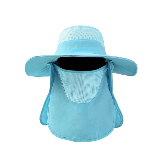 Maytalsory Waterproof Face Covering Sun Hat For Outdoor Activities Adjustable Hood Sky blue