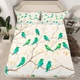 thumbnail image 2 of Erosebridal Green Bird Bed Sheets Set Full Size, Branches Leaves Bedding Set, 4 Pieces, 2 of 6