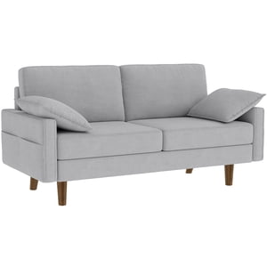 HOMCOM 3 Sofa de la mer, 66.5" Couché rembourré de velours avec 2 Oreillers gris