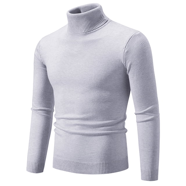 LOVZFMLL Chandails pour Hommes, Col Roulé Classique Uni en Acrylique à Torsades Tricotées, Chandail Décontracté Mode Basique pour Superposition, Hauts d'Hiver Chauds Ajustés, Vêtements d'Automne