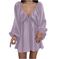 thumbnail image 2 of Gspmoly Robes pour Femmes, Robe à Manches Longues pour Femmes à Col en V Longueur Genou, Robe Aguichant Rétro Ample, Robes de Mariage pour Femmes Offres des Fêtes, 2 of 5