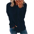 thumbnail image 1 of CEHVOM Chemises Décontractées à Manches Longues pour Femmes Couleur Unie Col Rond Chandail en Molleton Chandail Tunique Ample en Liquidation, 1 of 6
