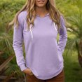 thumbnail image 2 of Penkiiy Chandails à Capuchon Mode pour Femmes, Chandails Molletonnés Surdimensionnés à Enfiler, Manches Longues, Col en V, Coupe Ample, 2TG, Violet, 2 of 4