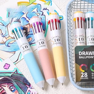 Fwttom Plastic Multicolor Ballpoint Pen Set, 28 Colors Ballpoint Pen Set One Multi-Color Ballpoint Pen Colorful Soft Grip H&book Marker 0.8Mm Student Drawing Pen 20Ml