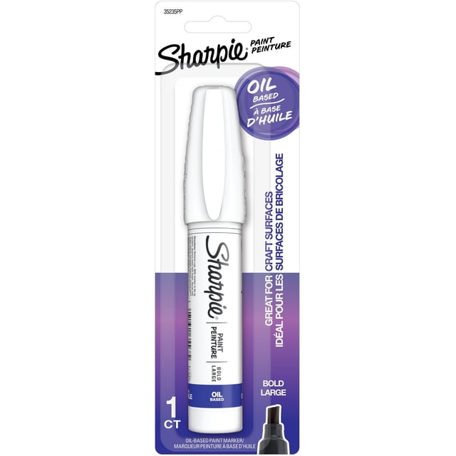 Sharpie Marqueur de Peinture à Base d'Huile, Pointe Audacieuse, Blanc, Marqueur de Peinture à Base d'Huile Simple avec une Grande Pointe Audacieuse dans un Boîtier Blanc, Idéal pour les surfaces Artisanales comme le Métal, le Bois, le Verre et le Plastique, Doté d'Une Encre Permanente à Séchage Rapide et Résistante à l'Eau, Convient à l'École et aux Chantiers.