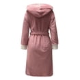 thumbnail image 5 of Hot ! TIMIFIS Women Hooded Plush Soft Robe Warm Fleece Bathrobe Warm Fleece Winter Robe, Long Soft Plush Cozy Spa, Resort & Hotel Bathrobe Bathrobe pring/Summer, 5 of 5