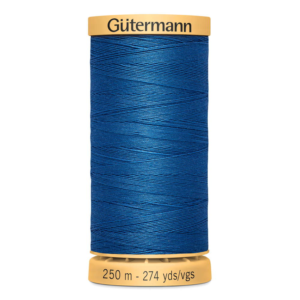 GÜTERMANN Cotton 50wt Thread, 250 m (273.4 yd), Black, Strong & Lustrous for Sewing