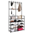 thumbnail image 1 of SortWise Shoe Rack, 5 Tier Entryway Shoe Storage Tower Organizer with Top 8 Hooks, 15-20 Pairs Space Saving Shoe Shelf Coat Hat Rack, Black, 1 of 8