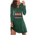 thumbnail image 1 of CEHVOM Robe à Enfiler à Manches Longues à Col Rond Décontractée pour Femmes, Imprimé de Noël Aguichant, Mode, Solde, 1 of 4