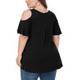 thumbnail image 3 of CHUANK Women‘s Plus Size Cold Shoulder Tunic Top Summer Short Sleeve Blouse, 3 of 7
