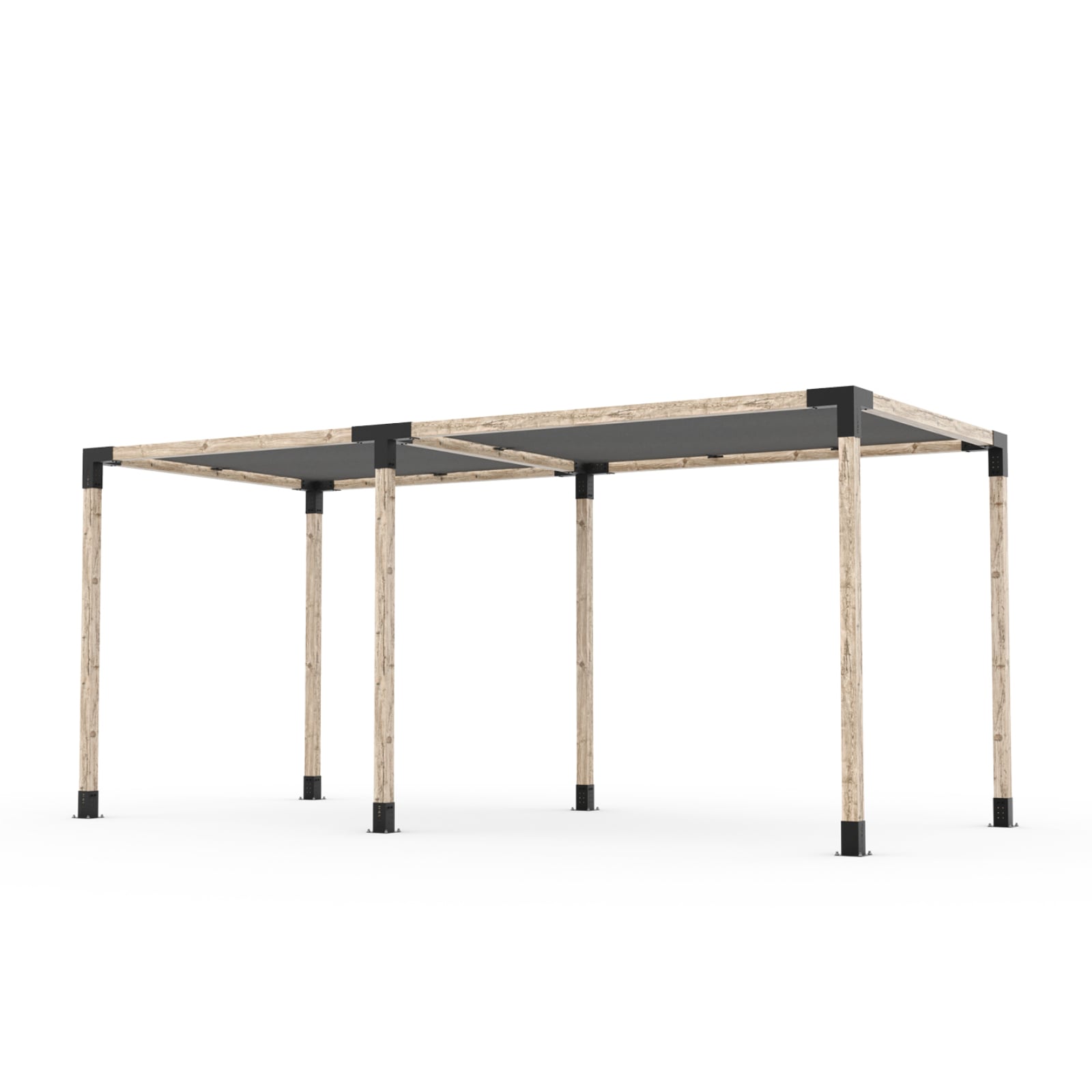 Toja 8' X 24' Double Pergola Kit With 2 Shade Sails For 4X4 Wood Posts